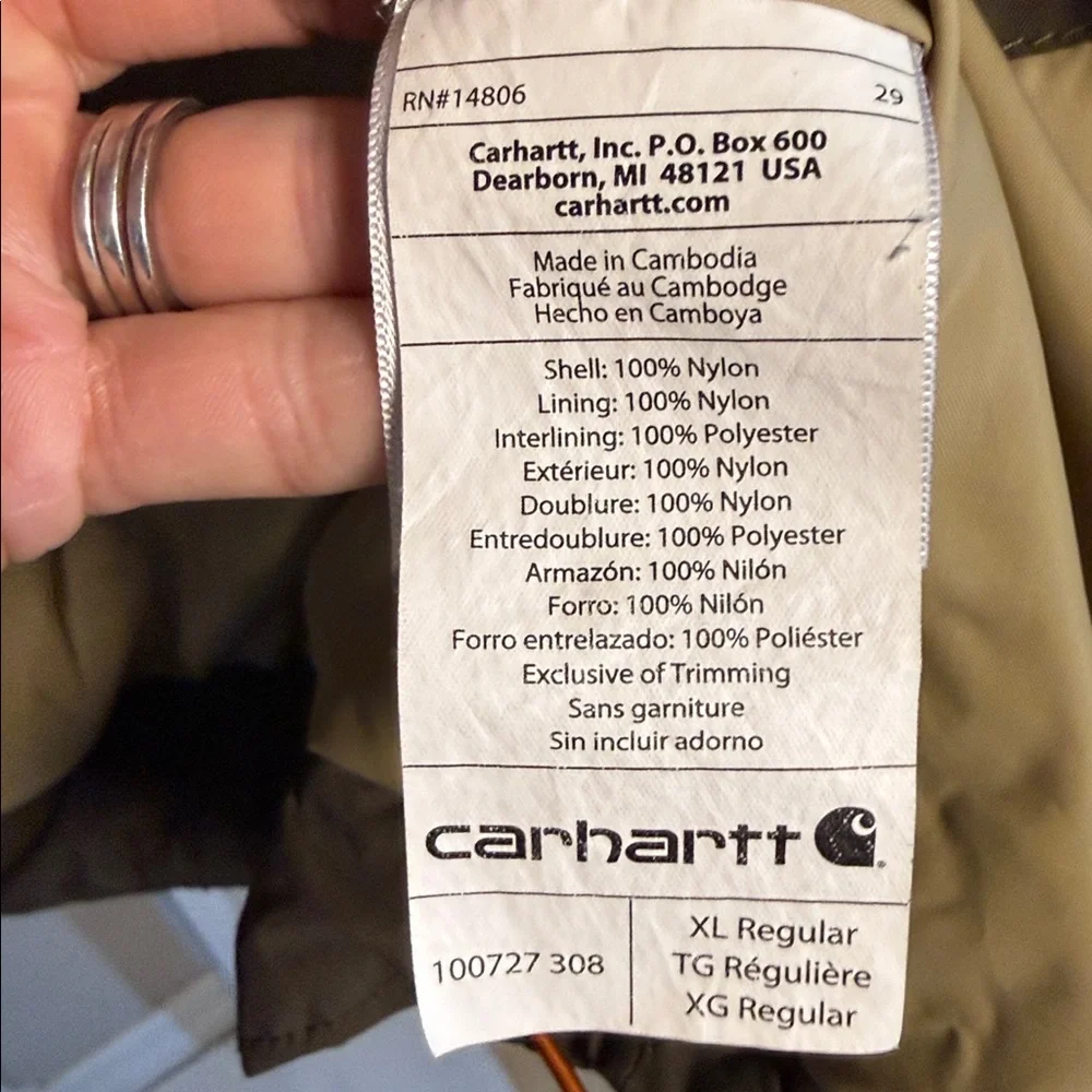 Carhartt Men's Dark Green Hooded Puffer Jacket